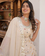 Superb Cream Color Viscose Fabric Sharara Suit