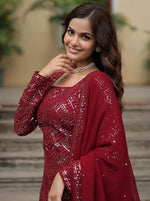 Amazing Maroon Color Georgette Fabric Sharara Suit