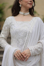 Amazing White Color Georgette Fabric Sharara Suit