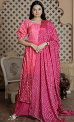 Charming Pink Color Muslin Fabric Plazzo Suit