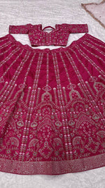 Magnetic Magenta Color Silk Fabric Party Wear Lehenga