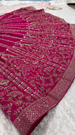 Magnetic Magenta Color Silk Fabric Party Wear Lehenga