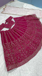 Magnetic Magenta Color Silk Fabric Party Wear Lehenga
