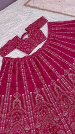 Magnetic Magenta Color Silk Fabric Party Wear Lehenga