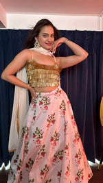 Magnetic White Color Silk Fabric Party Wear Lehenga