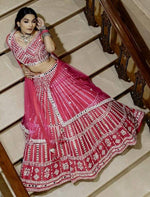 Striking Pink Color Silk  Fabric Party Wear Lehenga