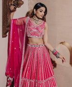 Striking Pink Color Silk  Fabric Party Wear Lehenga