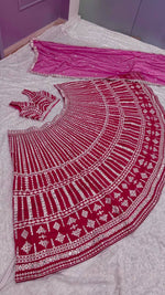 Striking Pink Color Silk  Fabric Party Wear Lehenga