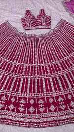 Striking Pink Color Silk  Fabric Party Wear Lehenga