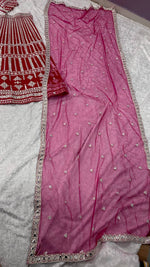 Striking Pink Color Silk  Fabric Party Wear Lehenga