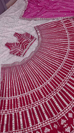 Striking Pink Color Silk  Fabric Party Wear Lehenga