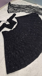 Striking Black Color Georgette  Fabric Party Wear Lehenga