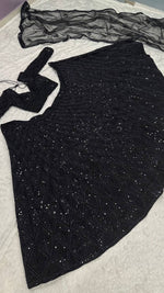 Striking Black Color Georgette  Fabric Party Wear Lehenga