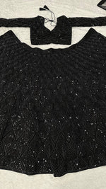 Striking Black Color Georgette  Fabric Party Wear Lehenga