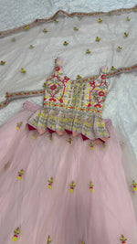 Striking Pink Color Net  Fabric Party Wear Lehenga
