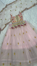 Striking Pink Color Net  Fabric Party Wear Lehenga