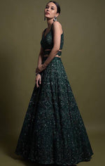 Pretty Green Color Net Fabric Party Wear Lehenga