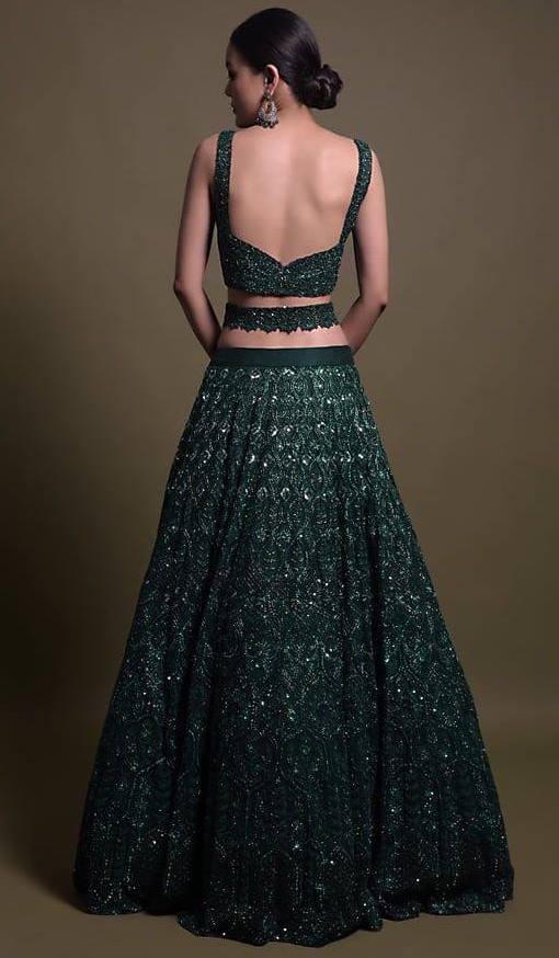 Pretty Green Color Net Fabric Party Wear Lehenga