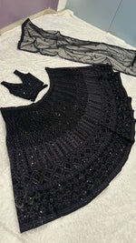 Pretty Black Color Net Fabric Party Wear Lehenga