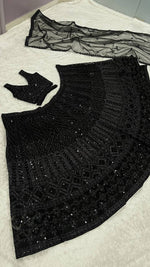 Pretty Black Color Net Fabric Party Wear Lehenga