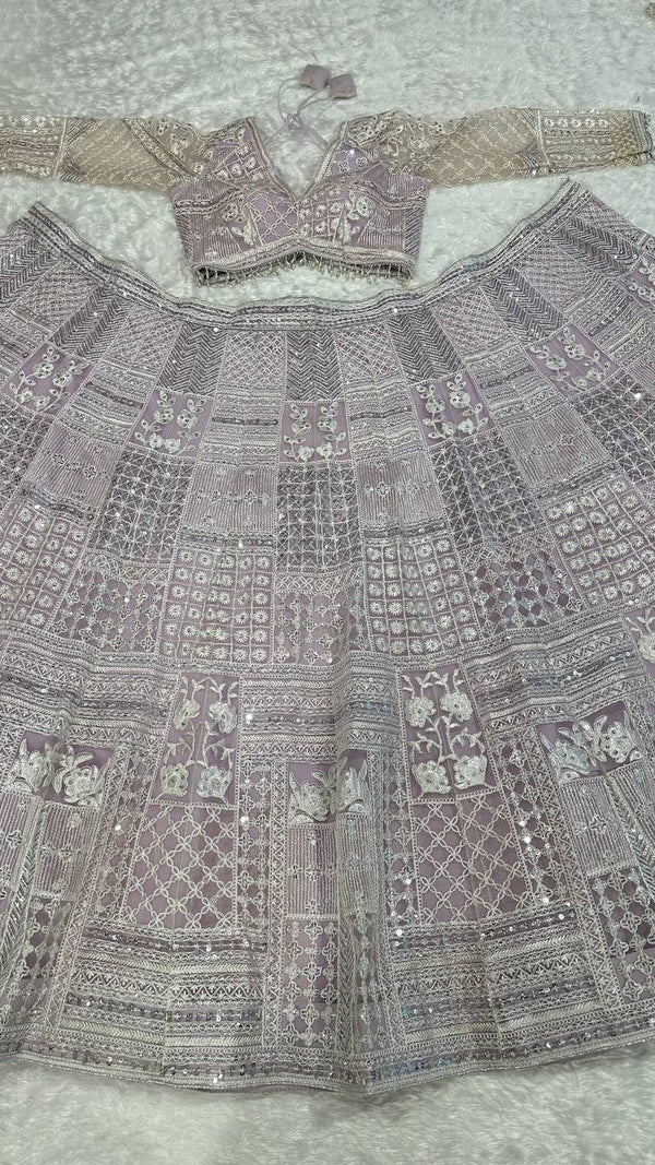 Pretty Pink Color Net Fabric Party Wear Lehenga