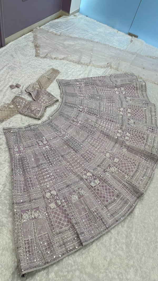 Pretty Pink Color Net Fabric Party Wear Lehenga