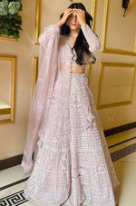 Pretty Pink Color Net Fabric Party Wear Lehenga