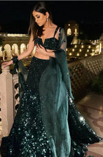 Pretty Green Color Georgette Fabric Party Wear Lehenga