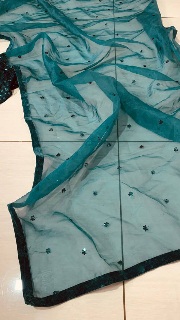 Pretty Green Color Georgette Fabric Party Wear Lehenga