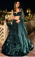 Pretty Green Color Georgette Fabric Party Wear Lehenga