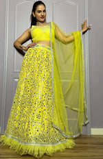 Pretty Yellow Color Georgette Fabric Party Wear Lehenga
