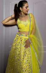 Pretty Yellow Color Georgette Fabric Party Wear Lehenga