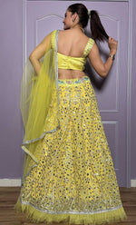 Pretty Yellow Color Georgette Fabric Party Wear Lehenga