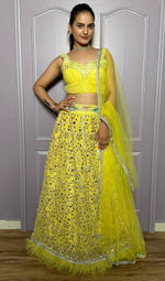 Pretty Yellow Color Georgette Fabric Party Wear Lehenga