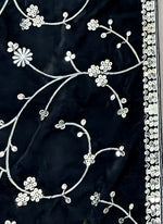 Charming Black Color Velvet Fabric Designer Suit