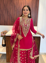 Charming Magenta Color Georgette Fabric Partywear Suit