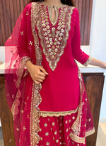 Charming Magenta Color Georgette Fabric Partywear Suit