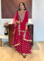 Charming Magenta Color Georgette Fabric Partywear Suit