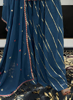 Charming Blue Color Georgette Fabric Plazzo Suit