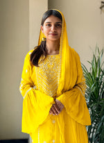 Amazing Yellow Color Georgette Fabric Plazzo Suit