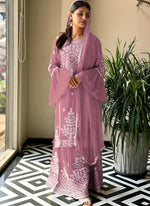 Amazing Pink Color Georgette Fabric Plazzo Suit