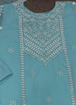 Amazing Aqua Color Georgette Fabric Plazzo Suit