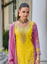 Amazing Yellow Color Georgette Fabric Plazzo Suit