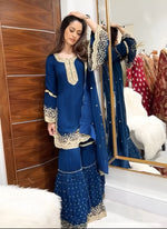 Amazing Blue Color Georgette Fabric Sharara Suit