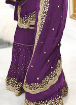 Amazing Purple Color Georgette Fabric Sharara Suit