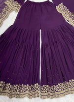 Amazing Purple Color Georgette Fabric Sharara Suit