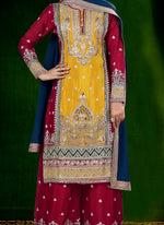 Amazing Mustard Color Georgette Fabric Plazzo Suit