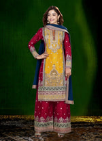 Amazing Mustard Color Georgette Fabric Plazzo Suit