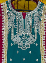 Amazing Turquoise Color Georgette Fabric Plazzo Suit