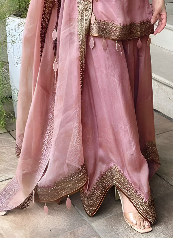 Beautiful Pink Color Georgette Fabric Designer Suit